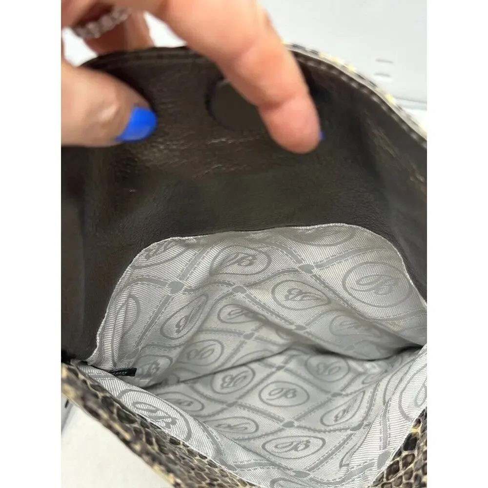 BRIGHTON Foldover Flap Studded Clutch Snake Patent Leather NO STRAP‎